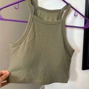 Klassy Network Olive Green Ribbed Tank Top with Removable Bra Pads Size XS
